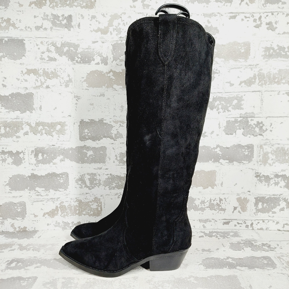 New DV by Dolce Vita Women’s Kit Black Faux Suede Knee-High Boots i948